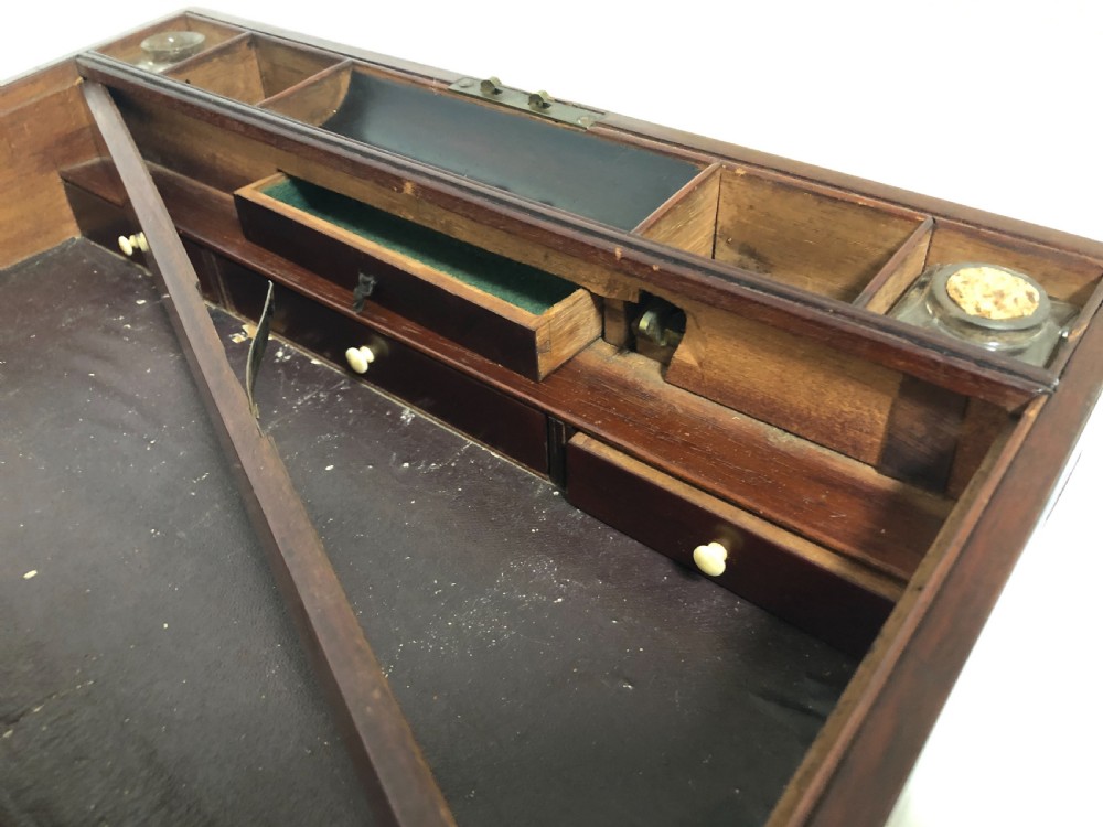 Victorian Mahogany Brass Bound Writing Slope Box with Secret Drawer View IX