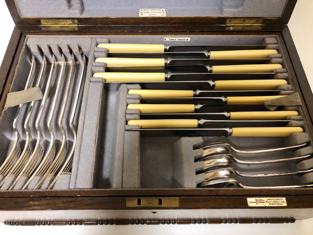 Antique Walker & Hall 6 Place Setting Canteen of Stainless Steel Cutlery  View VII
