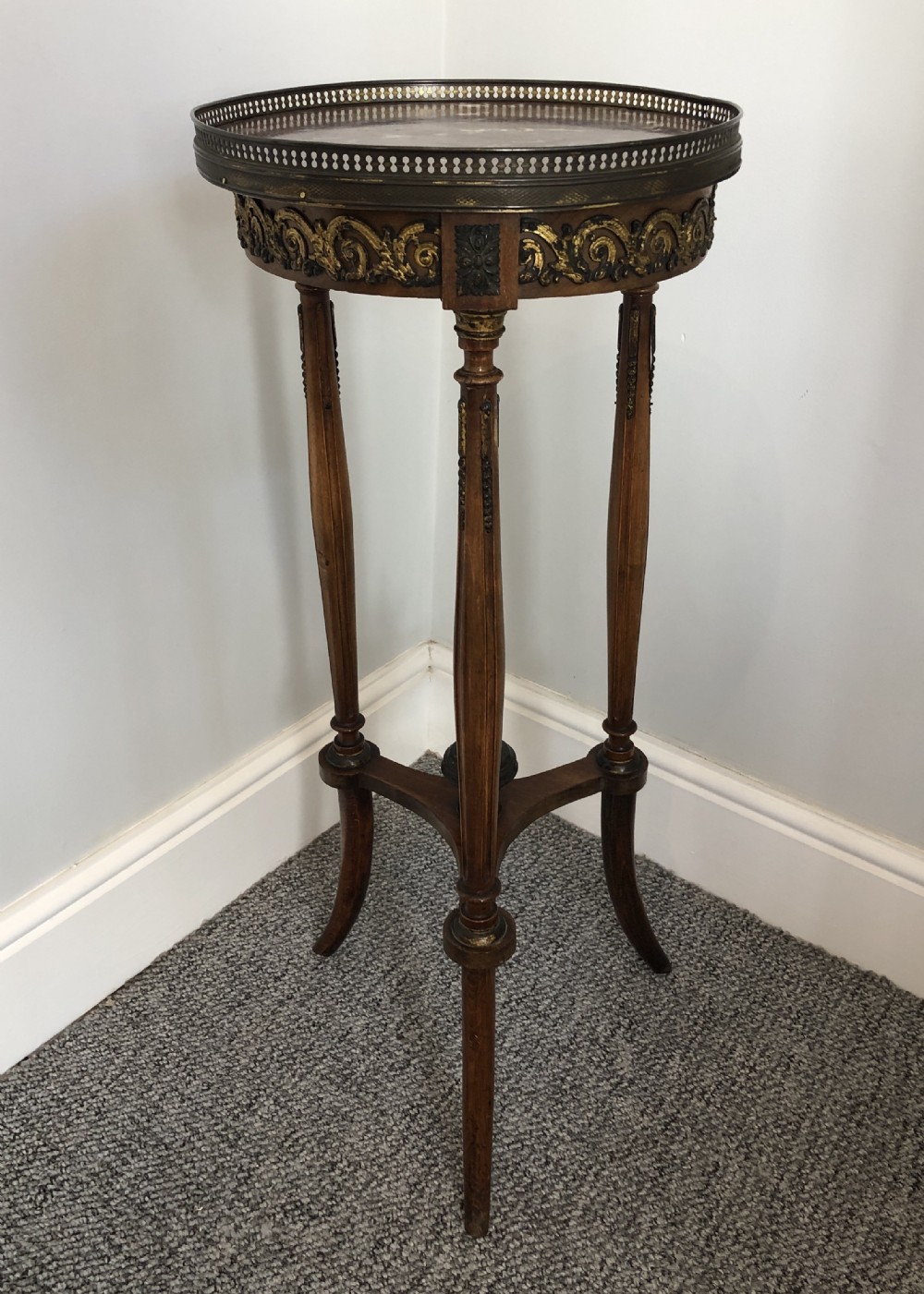 Antique French Marble Topped Side Table 