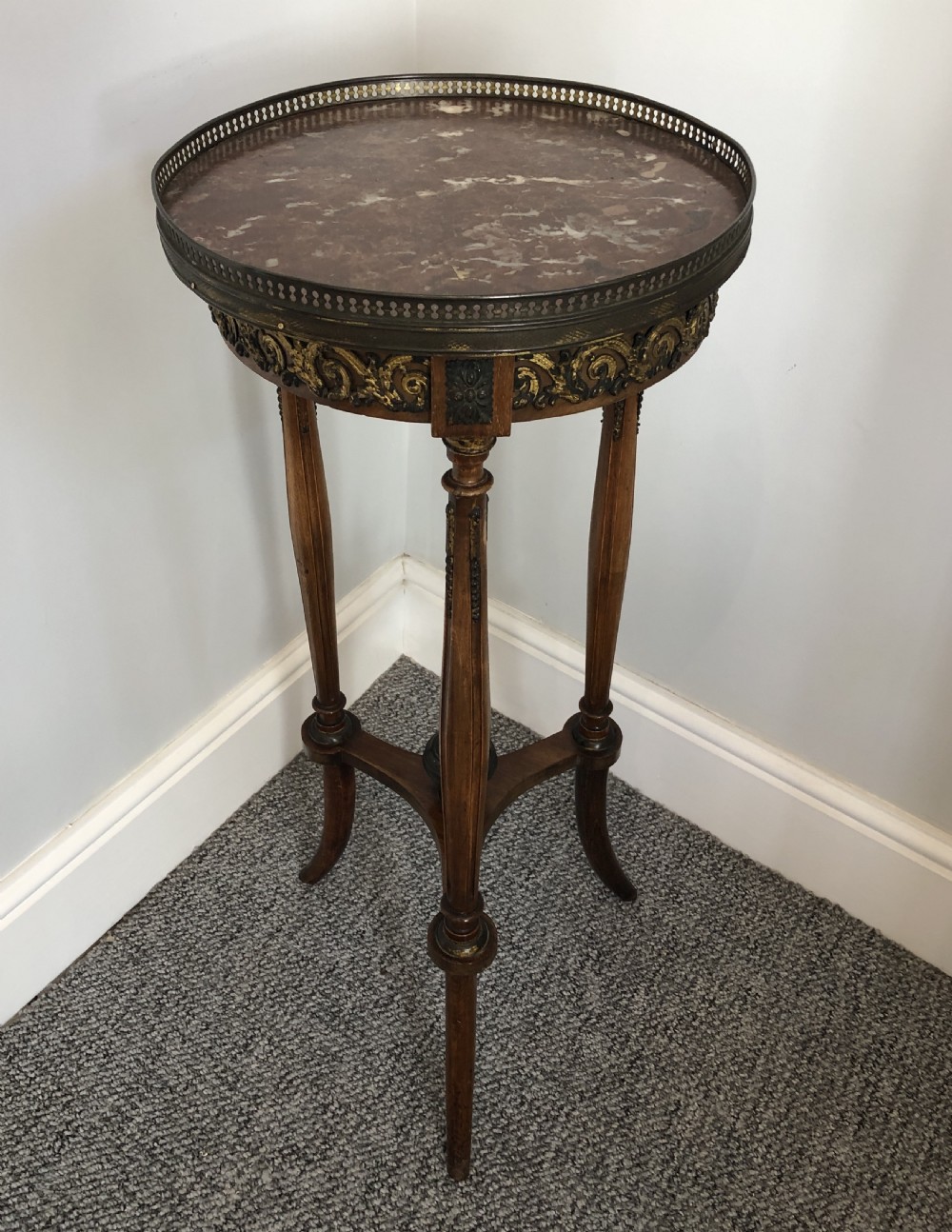 Antique French Marble Topped Side Table  View II