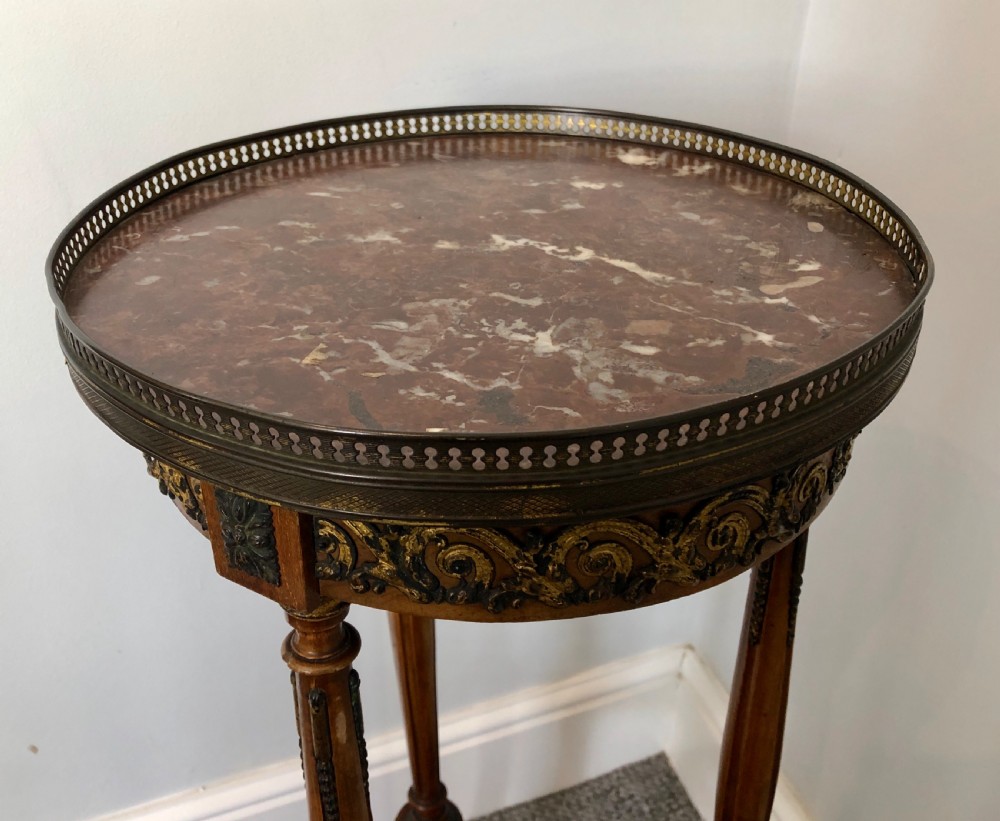 Antique French Marble Topped Side Table  View III