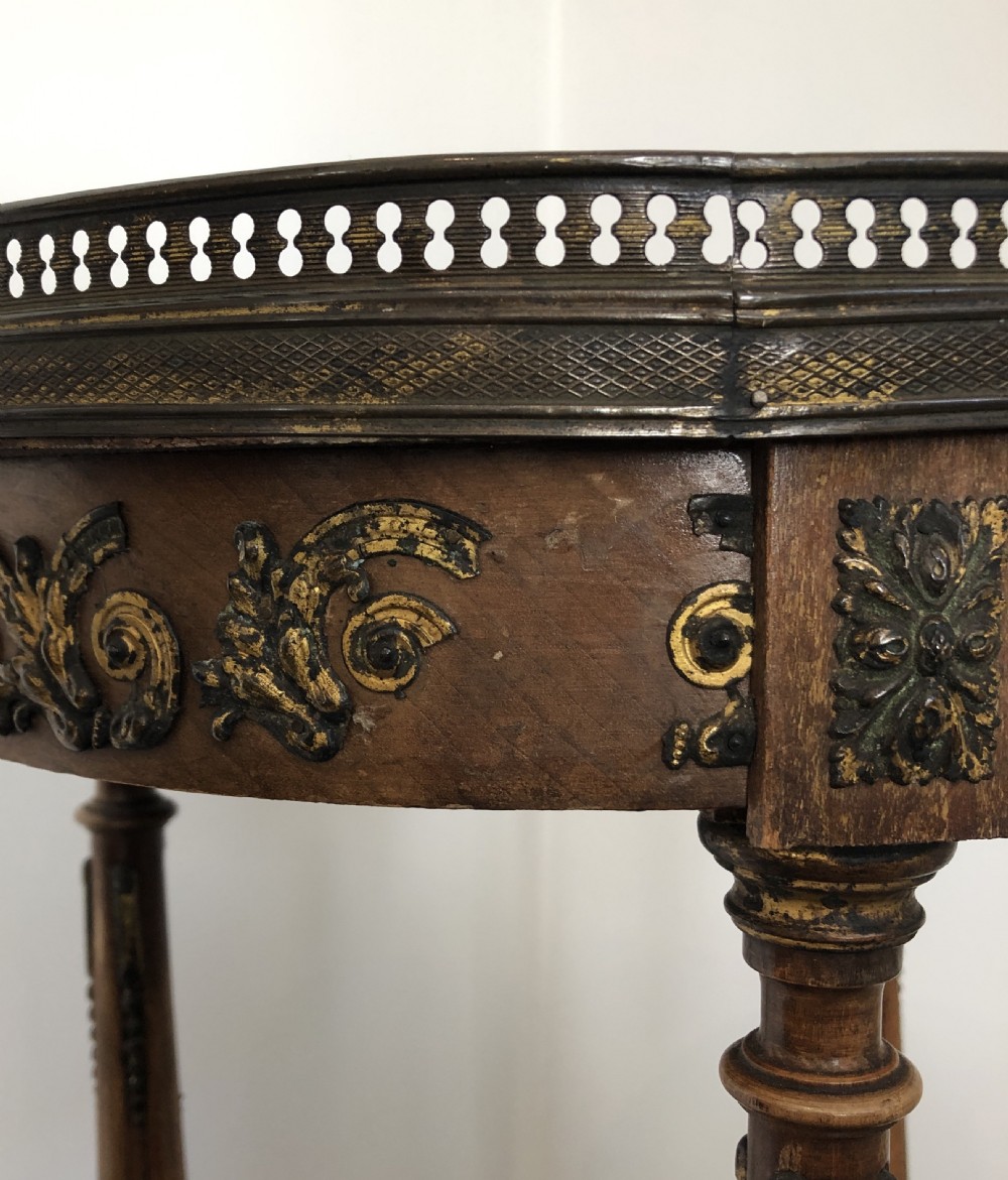 Antique French Marble Topped Side Table  View IX