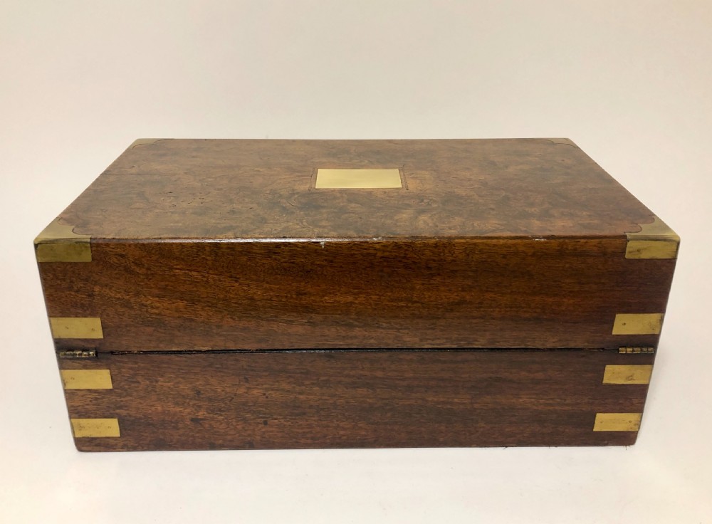 Superb Antique Victorian Burr Oak Writing Slope Box with Bramah Lock View V