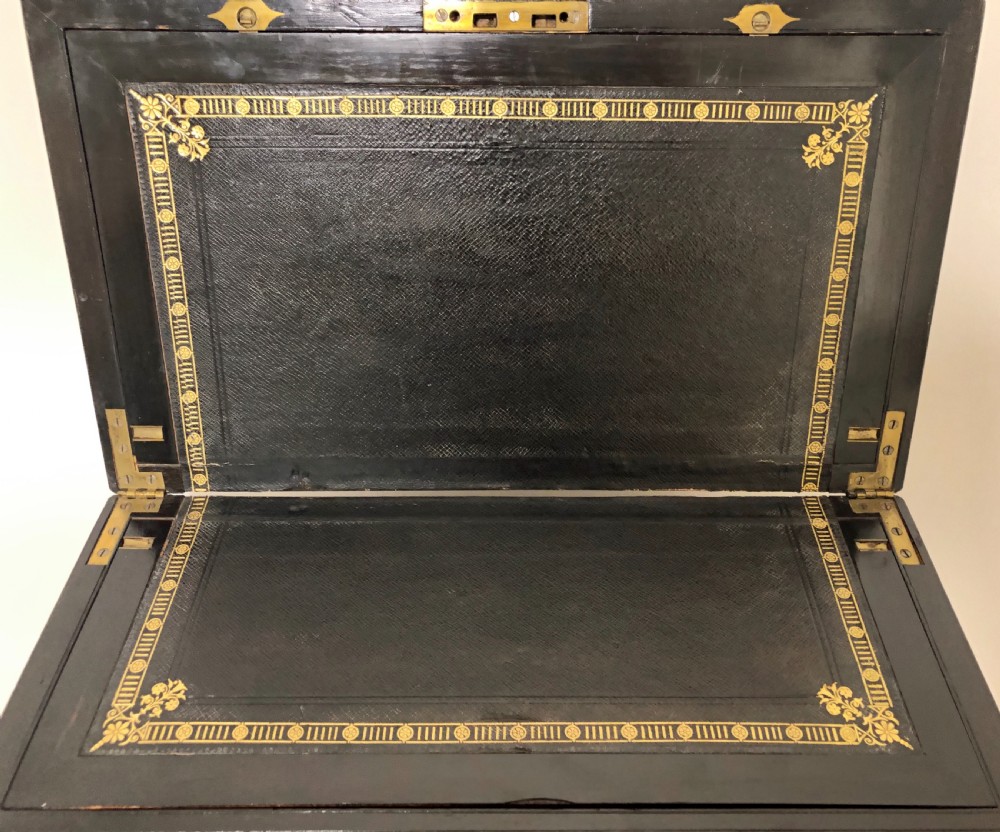 Superb Antique Victorian Burr Oak Writing Slope Box with Bramah Lock View IX
