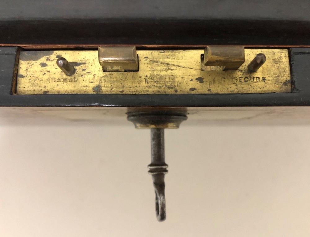 Superb Antique Victorian Burr Oak Writing Slope Box with Bramah Lock View XII