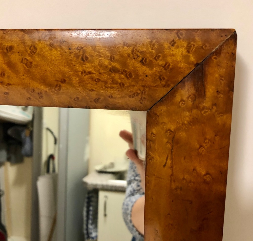 Small Antique Victorian Birds Eye Maple Wall Mirror View VIII