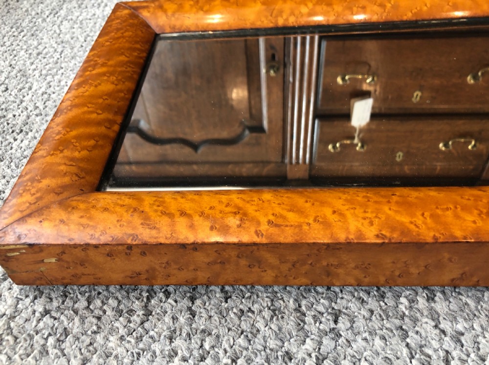 Small Antique Victorian Birds Eye Maple Wall Mirror View X