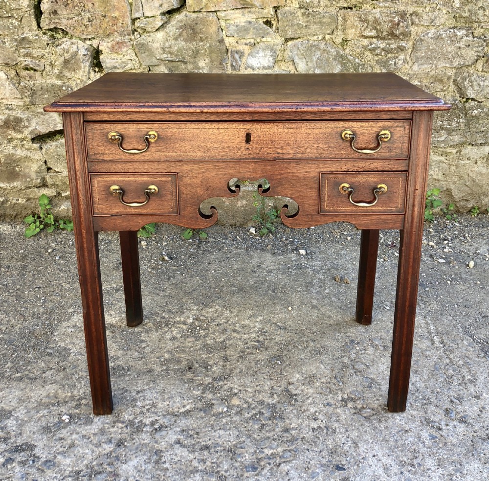 Antique Georgian Mahogany Lowboy with Carved Frieze View III