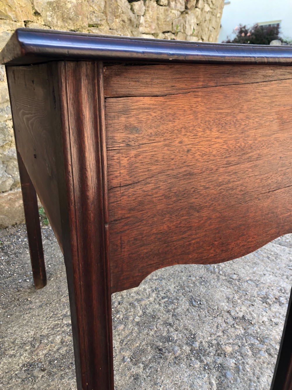 Antique Georgian Mahogany Lowboy with Carved Frieze View VII