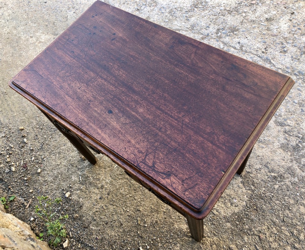 Antique Georgian Mahogany Lowboy with Carved Frieze View X