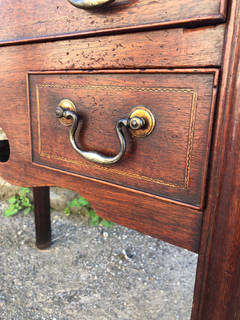 Antique Georgian Mahogany Lowboy with Carved Frieze View XIV