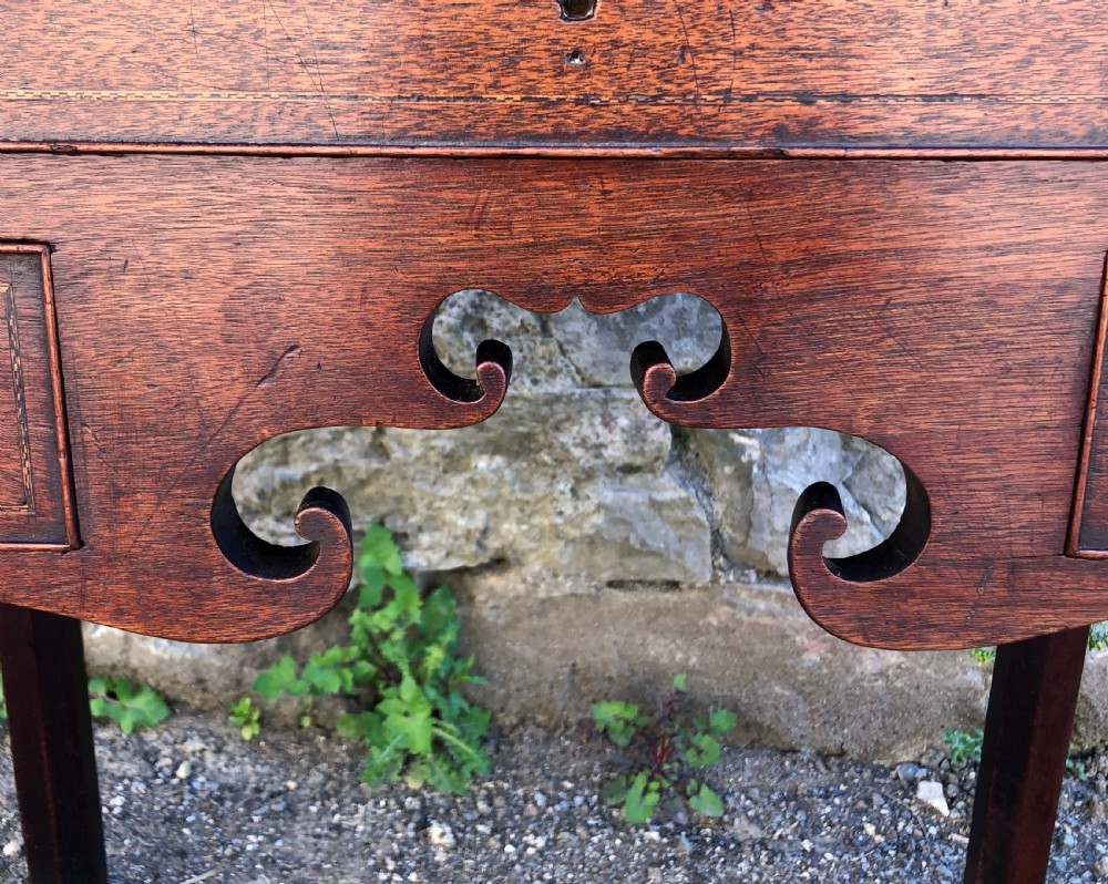 Antique Georgian Mahogany Lowboy with Carved Frieze View XIX