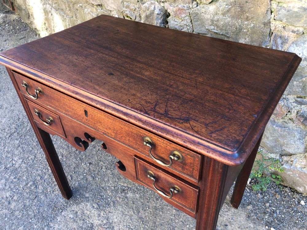 Antique Georgian Mahogany Lowboy with Carved Frieze View XXI