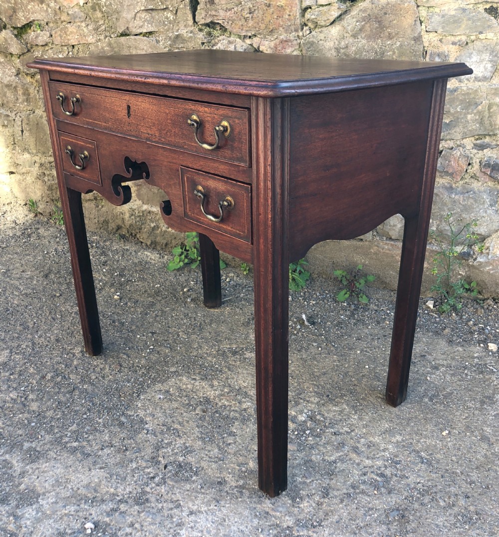 Antique Georgian Mahogany Lowboy with Carved Frieze View XXIII