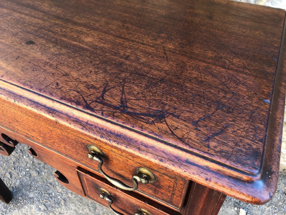 Antique Georgian Mahogany Lowboy with Carved Frieze View XXIV