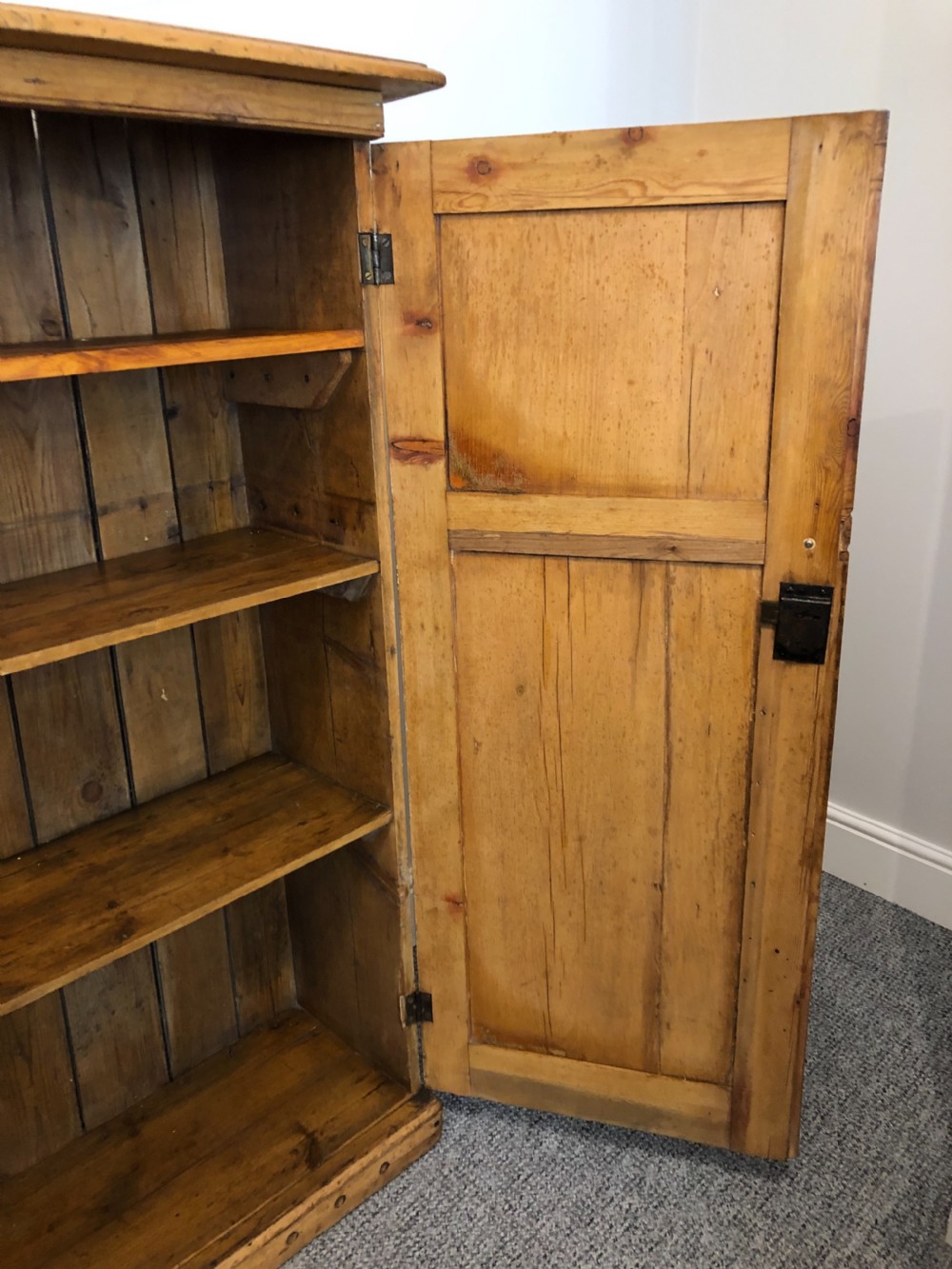 Antique Victorian Narrow Pine Cupboard View XII
