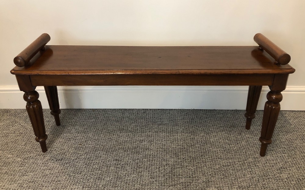 Antique Victorian Mahogany Window Bench Seat with Cushion View III