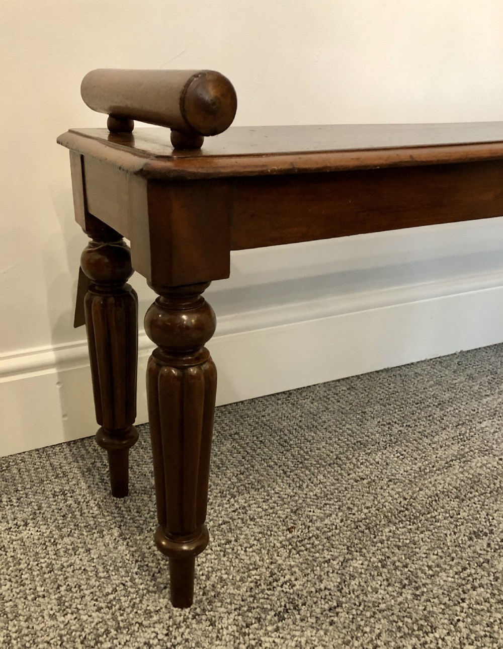 Antique Victorian Mahogany Window Bench Seat with Cushion View V
