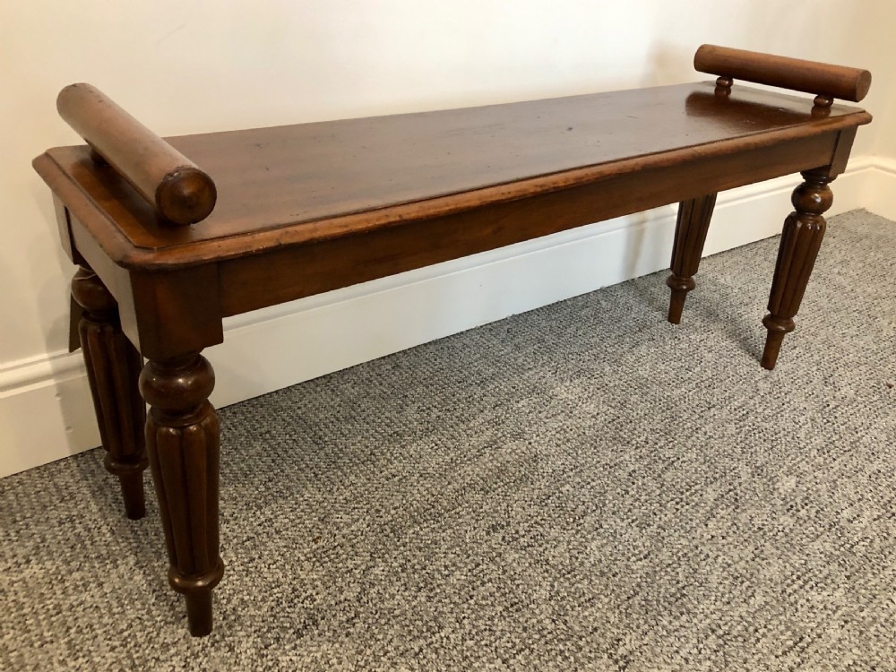 Antique Victorian Mahogany Window Bench Seat with Cushion View VII
