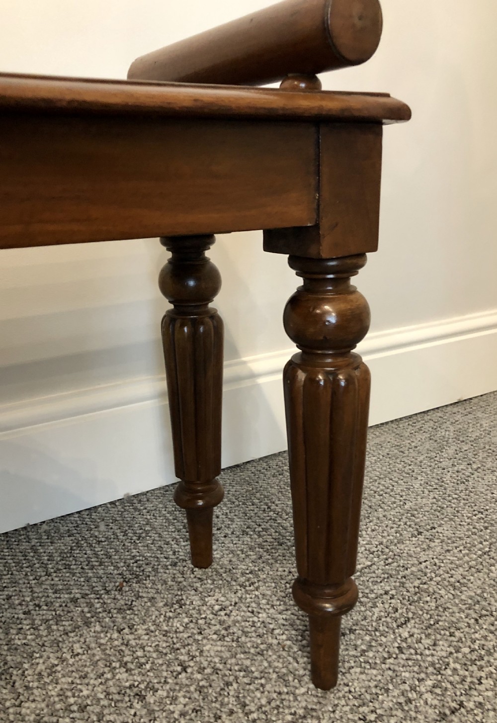 Antique Victorian Mahogany Window Bench Seat with Cushion View VIII