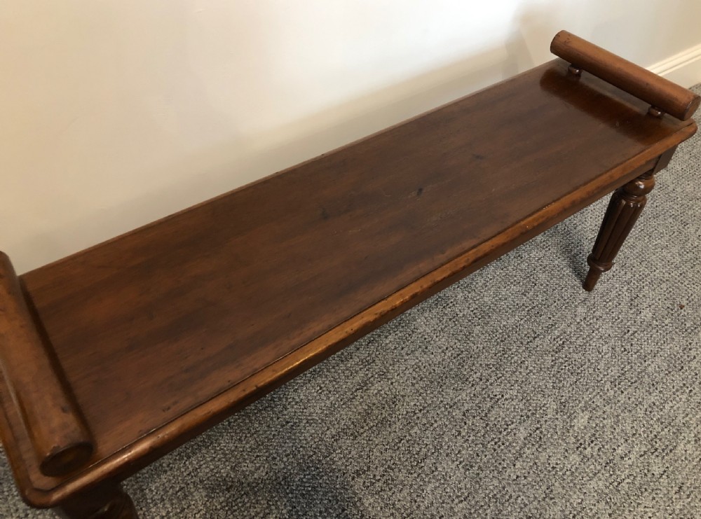 Antique Victorian Mahogany Window Bench Seat with Cushion View IX