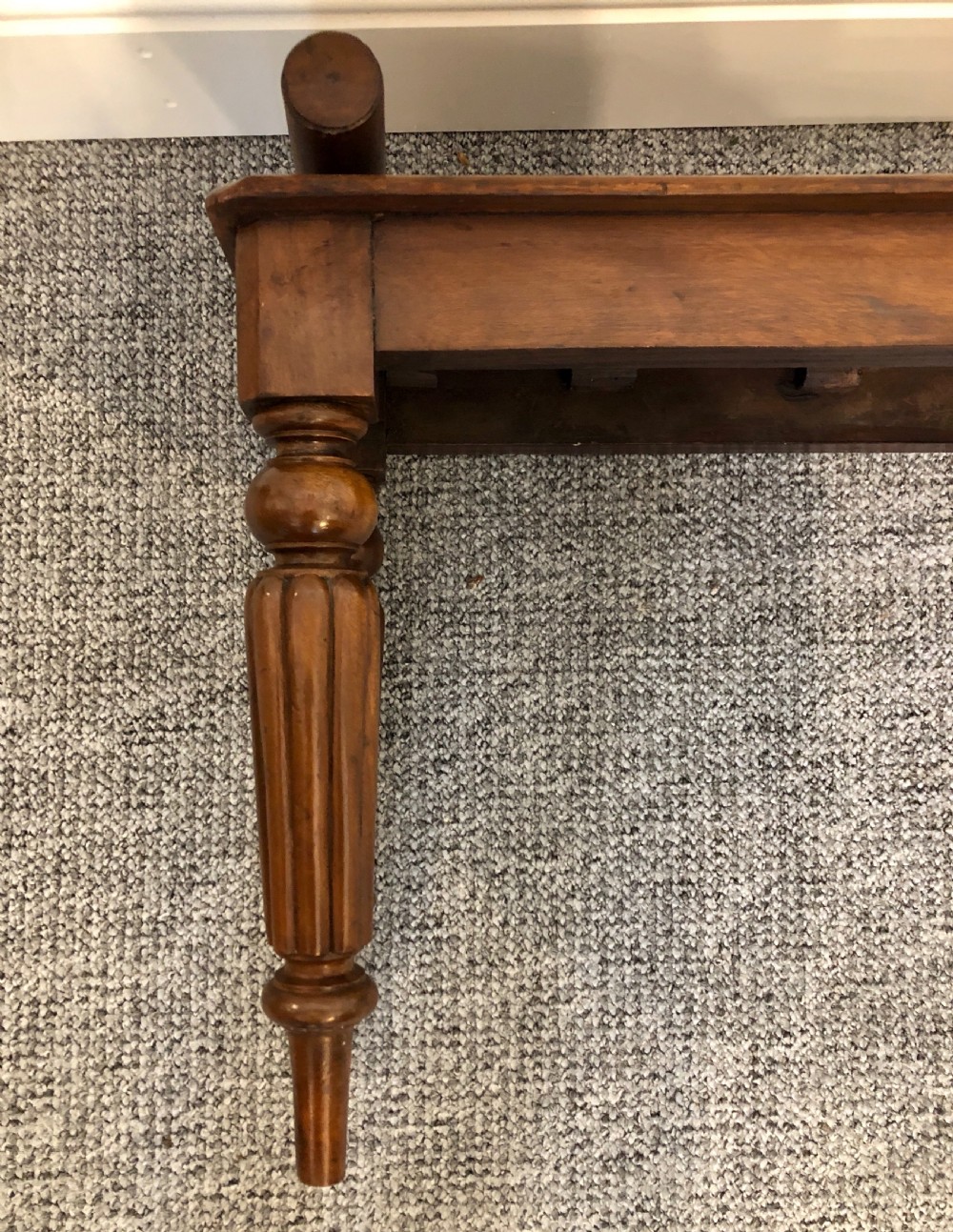 Antique Victorian Mahogany Window Bench Seat with Cushion View XV
