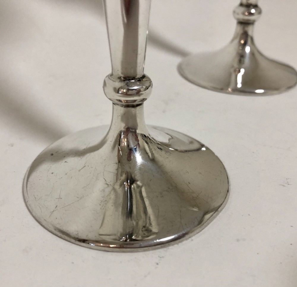 Pair of Antique Solid Sterling Trumpet Vases View IV