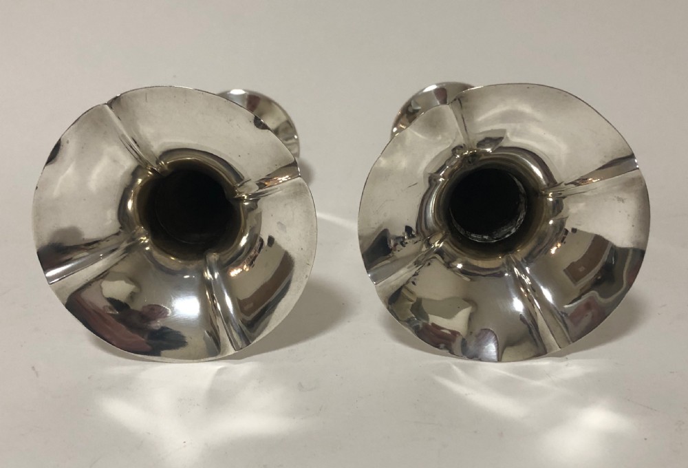 Pair of Antique Solid Sterling Trumpet Vases View VII