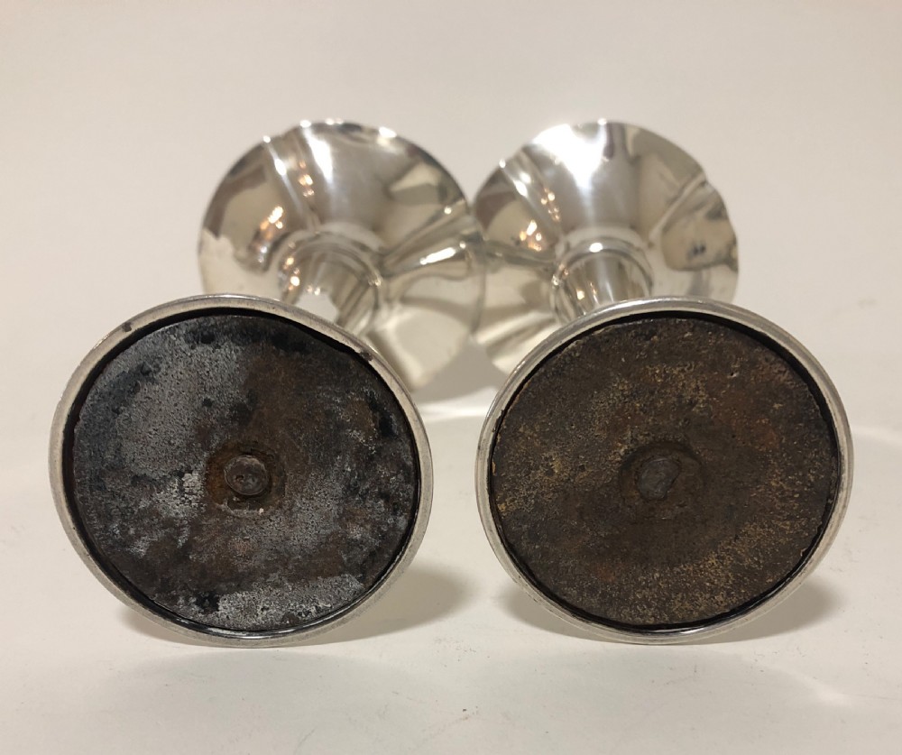 Pair of Antique Solid Sterling Trumpet Vases View VIII