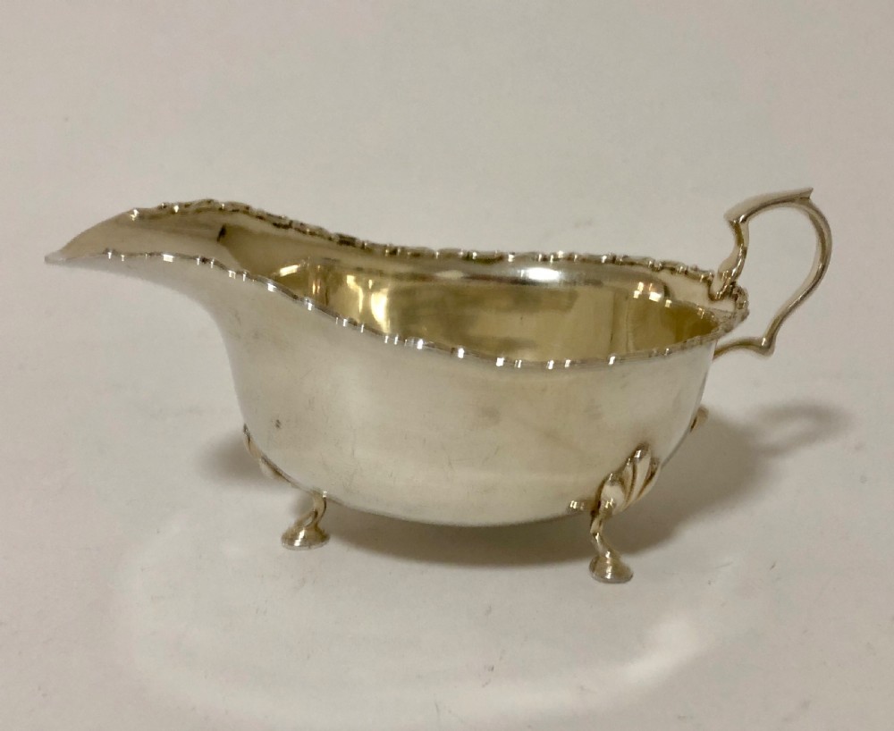 Antique Solid Sterling Silver Sauce Boat View IV