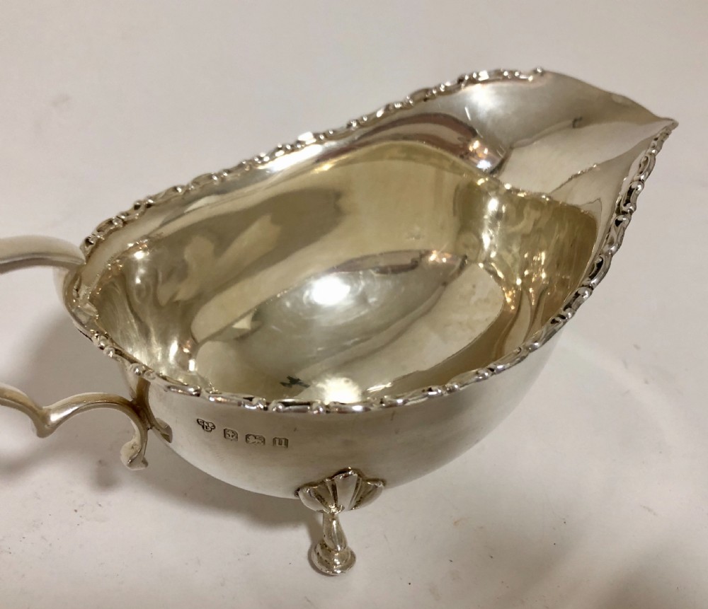 Antique Solid Sterling Silver Sauce Boat View VI