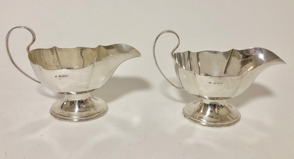 Pair of Antique Solid Silver Sauce Boats