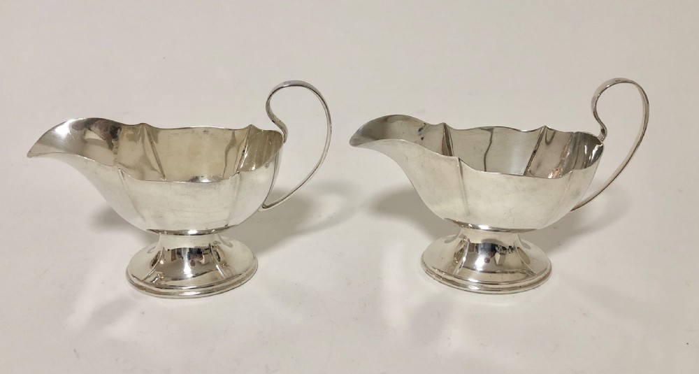 Pair of Antique Solid Silver Sauce Boats View III