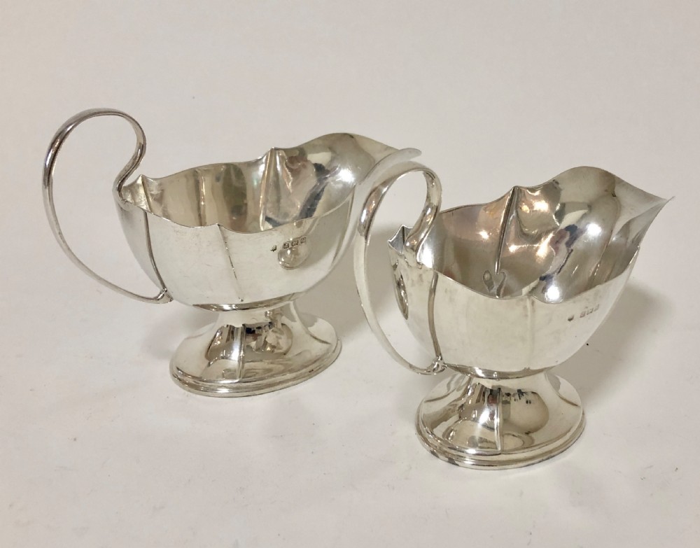 Pair of Antique Solid Silver Sauce Boats View V