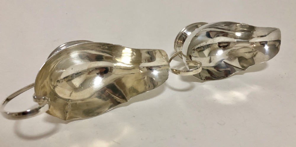 Pair of Antique Solid Silver Sauce Boats View VIII