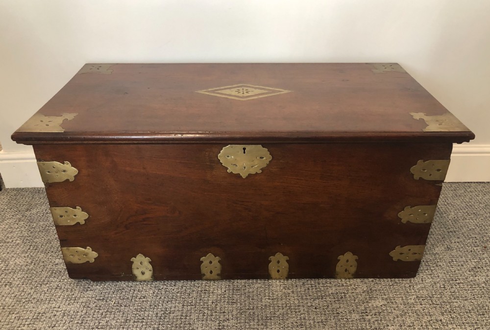 Antique Anglo Indian Brass Bound Teak Chest