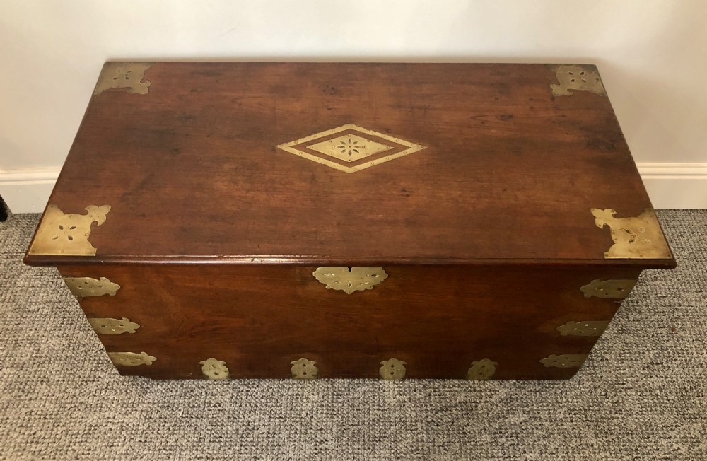 Antique Anglo Indian Brass Bound Teak Chest View III