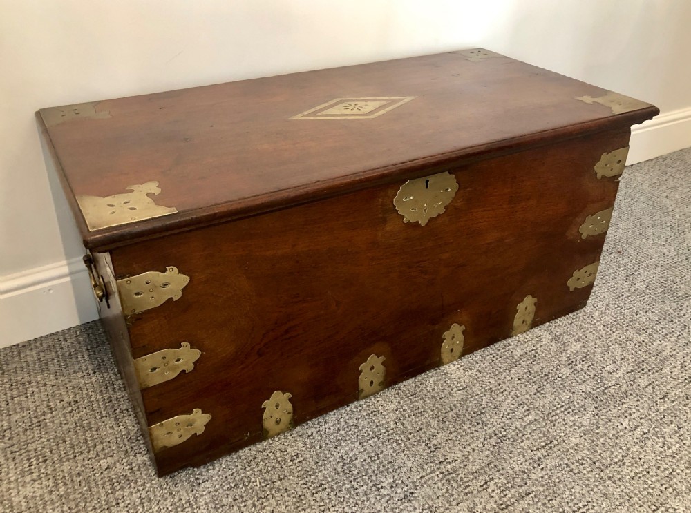 Antique Anglo Indian Brass Bound Teak Chest View IV
