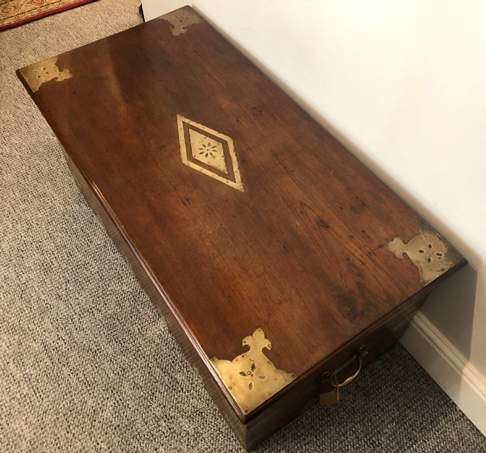 Antique Anglo Indian Brass Bound Teak Chest View V