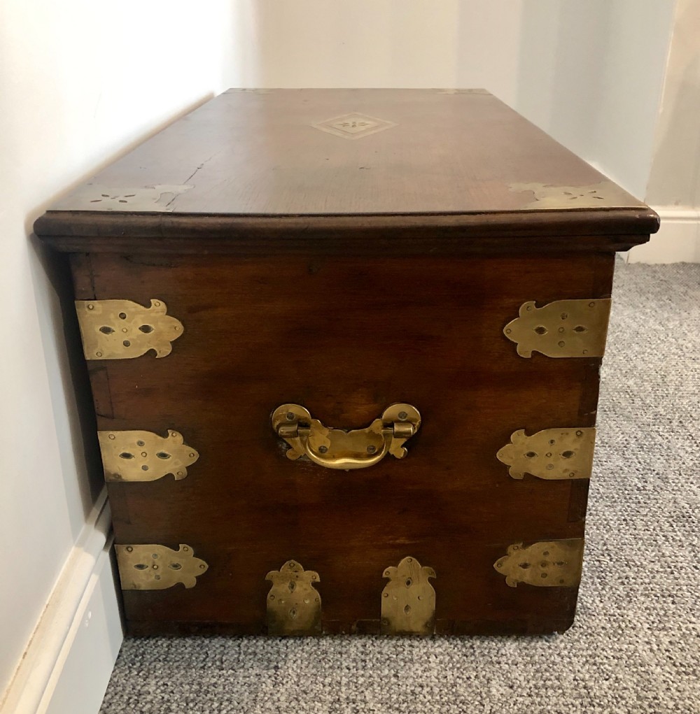 Antique Anglo Indian Brass Bound Teak Chest View VI