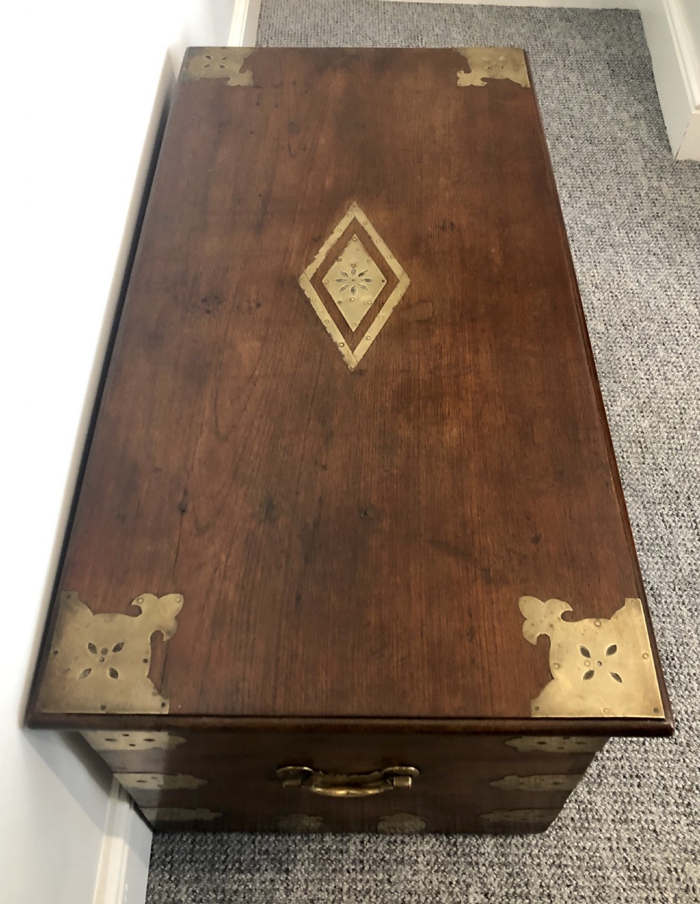 Antique Anglo Indian Brass Bound Teak Chest View VII