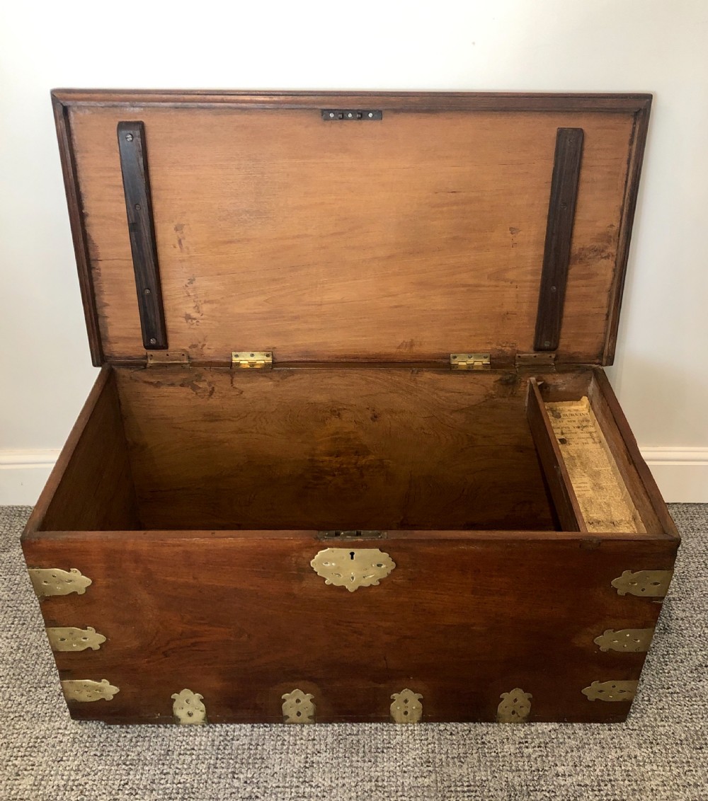 Antique Anglo Indian Brass Bound Teak Chest View IX