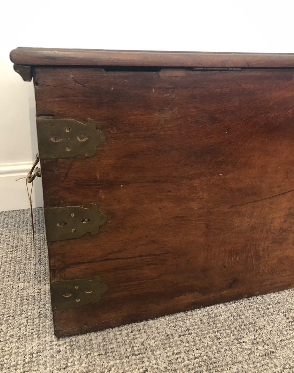 Antique Anglo Indian Brass Bound Teak Chest View XVII