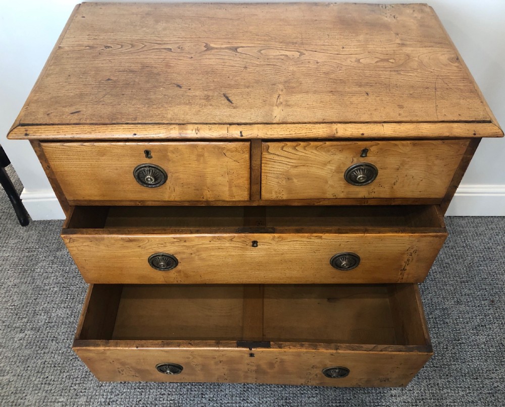 Small Antique Elm Chest of Drawers View V