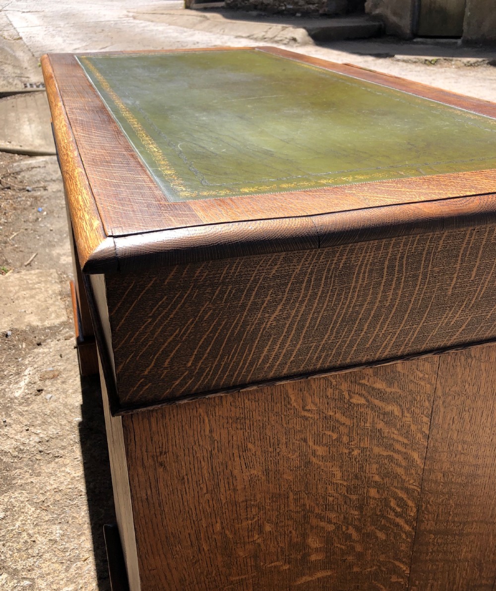 Antique Oak Pedestal Writing Desk View VII