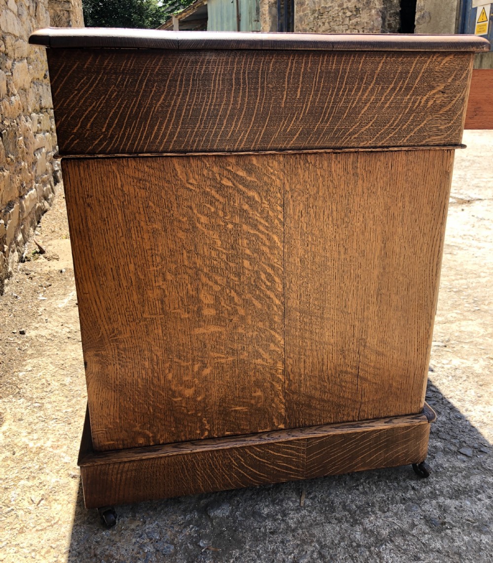 Antique Oak Pedestal Writing Desk View VIII