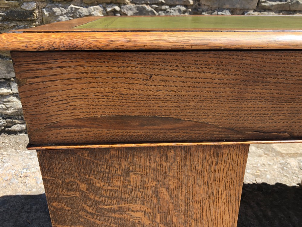 Antique Oak Pedestal Writing Desk View XIII