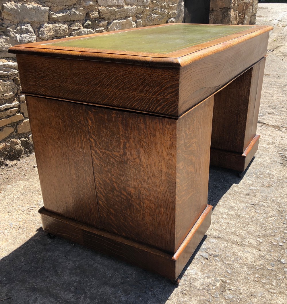 Antique Oak Pedestal Writing Desk View XV