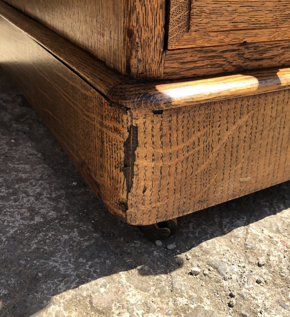 Antique Oak Pedestal Writing Desk View XVI