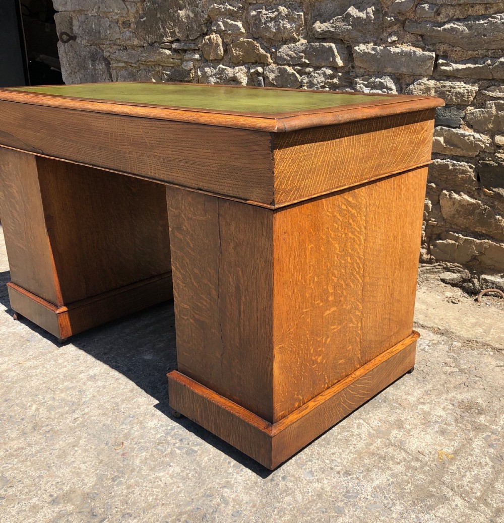 Antique Oak Pedestal Writing Desk View XX